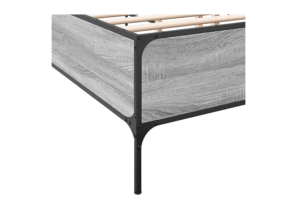 Estructura cama madera ingeniería metal gris Sonoma 120x190 cm