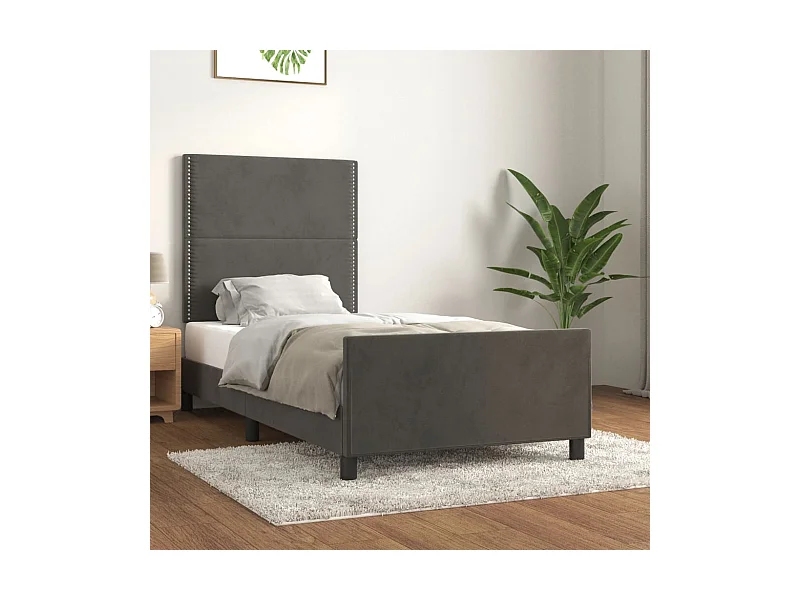 Estrutura de cama sem colchão 80x200 cm veludo cinzento-escuro