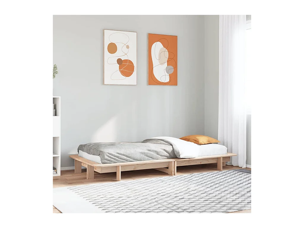 Estructura de cama sin colchón madera maciza pino 75x190 cm