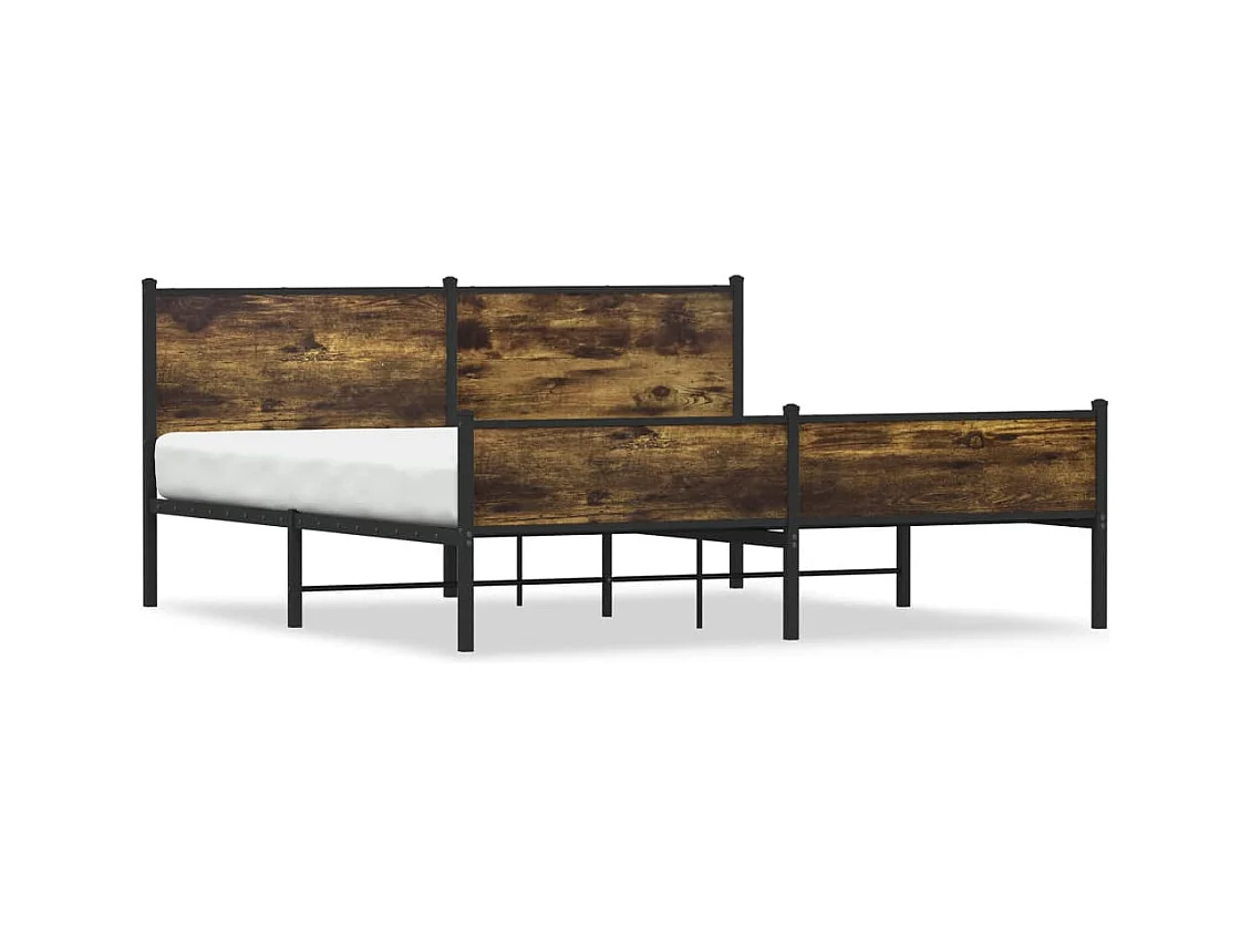 Estrutura de cama sem colchão 180x200cm metal carvalho fumado