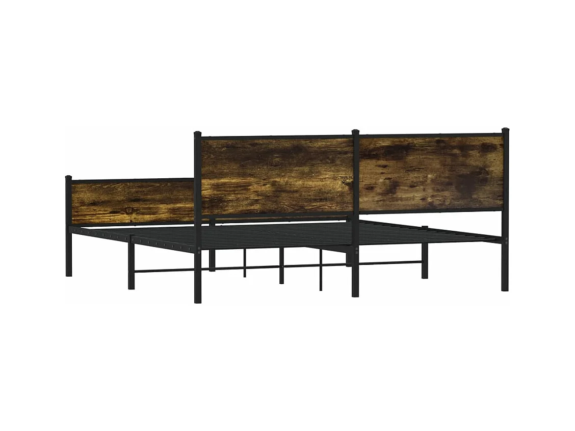 Estrutura de cama sem colchão 180x200cm metal carvalho fumado