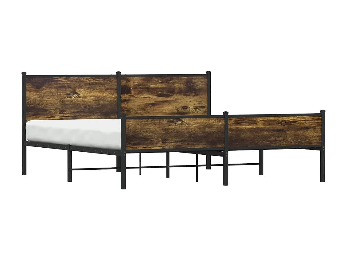 Cadre de lit en métal sans matelas chêne fumé 180x200 cm