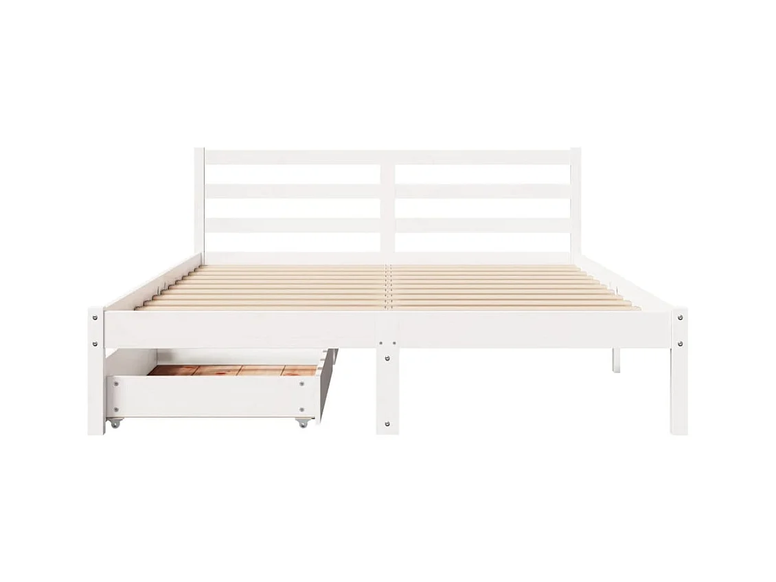 Letto senza Materasso Bianco 160x200 cm Legno Massello di Pino