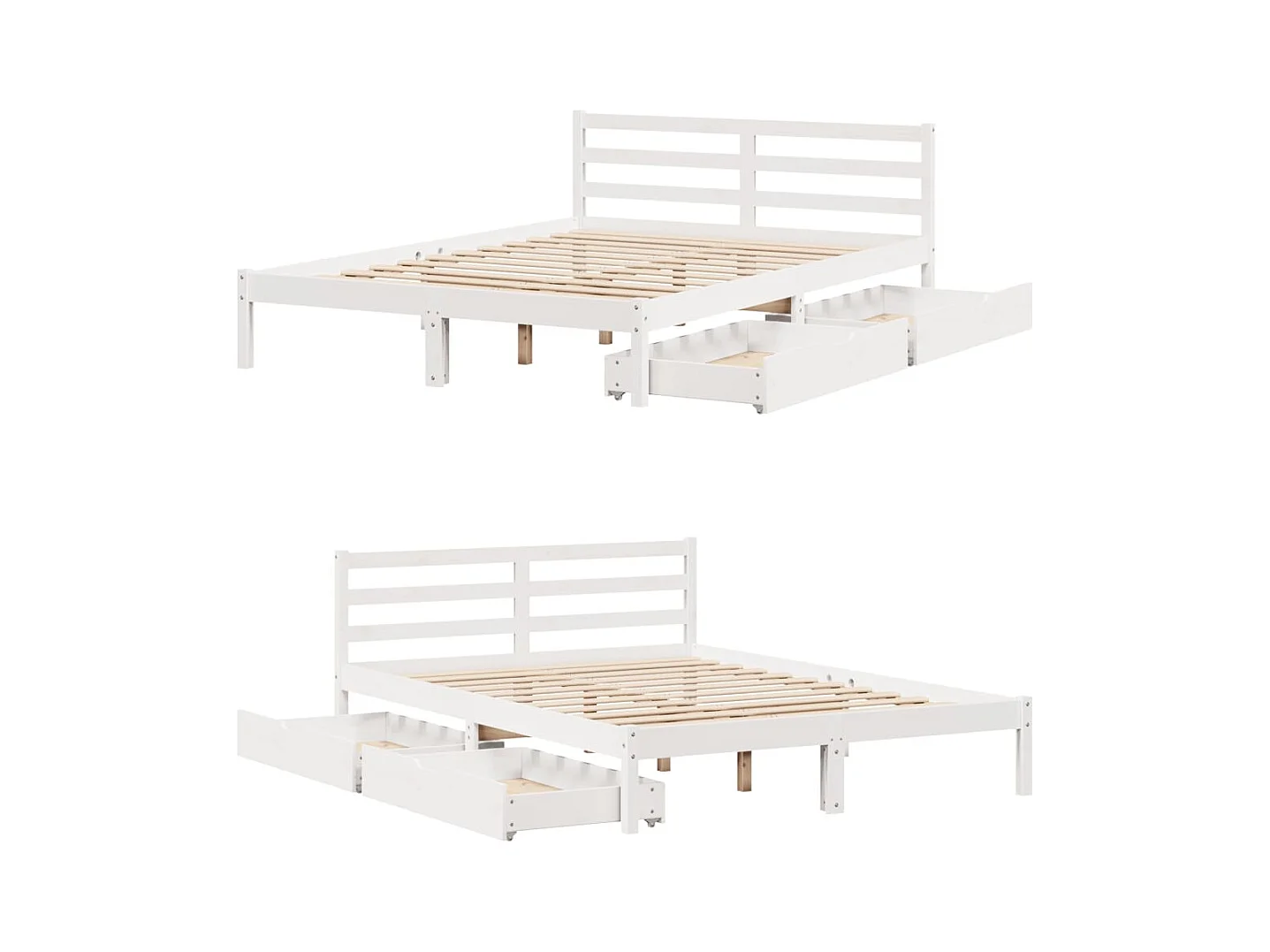 Letto senza Materasso Bianco 160x200 cm Legno Massello di Pino