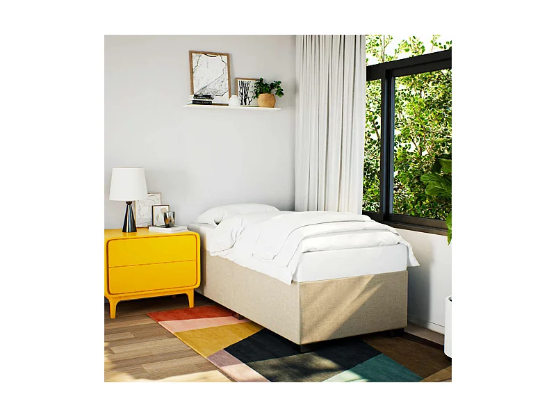 Cadre de lit sans matelas crème 100x200 cm tissu