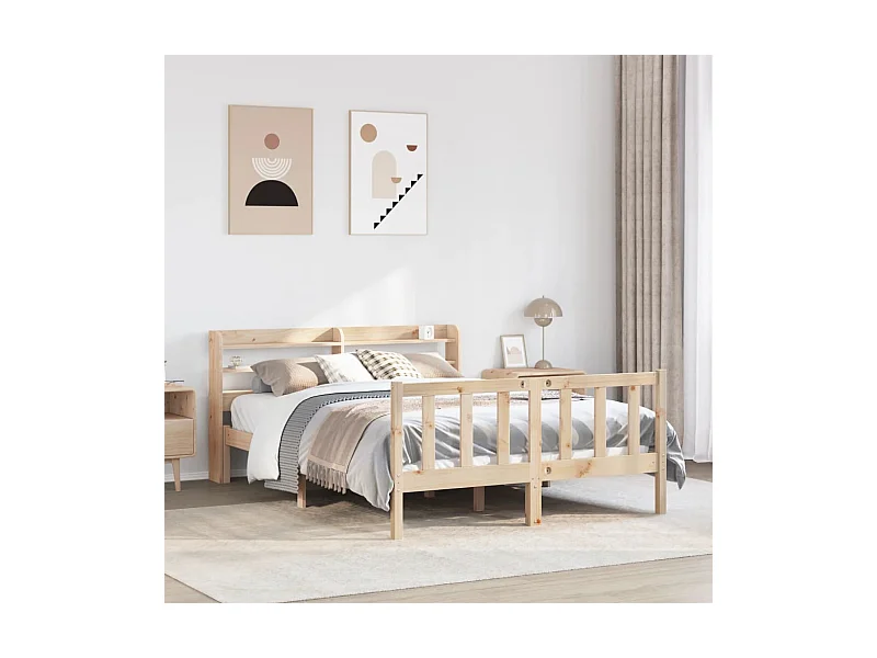 Estructura de cama sin colchón madera maciza de pino 135x190 cm