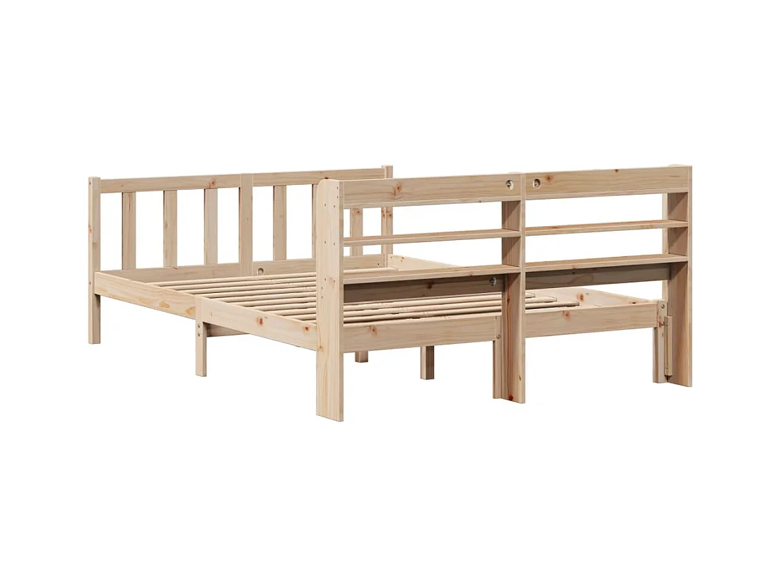 Estructura de cama sin colchón madera maciza de pino 135x190 cm