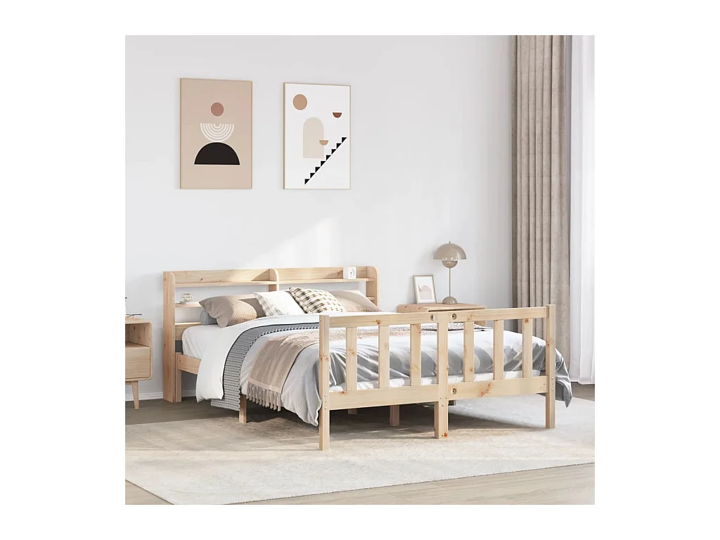 Cadre de lit sans matelas 135x190 cm bois de pin massif