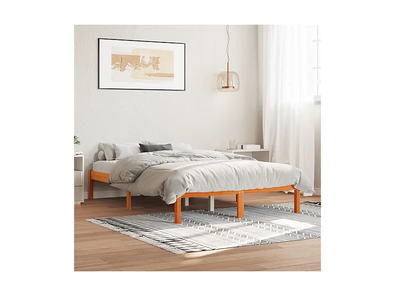 Cadre de lit sans matelas cire marron 120x190cm bois pin massif