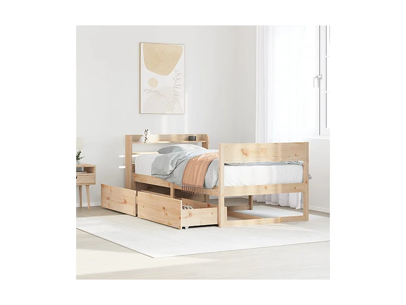 Cadre de lit sans matelas 75x190 cm bois de pin massif