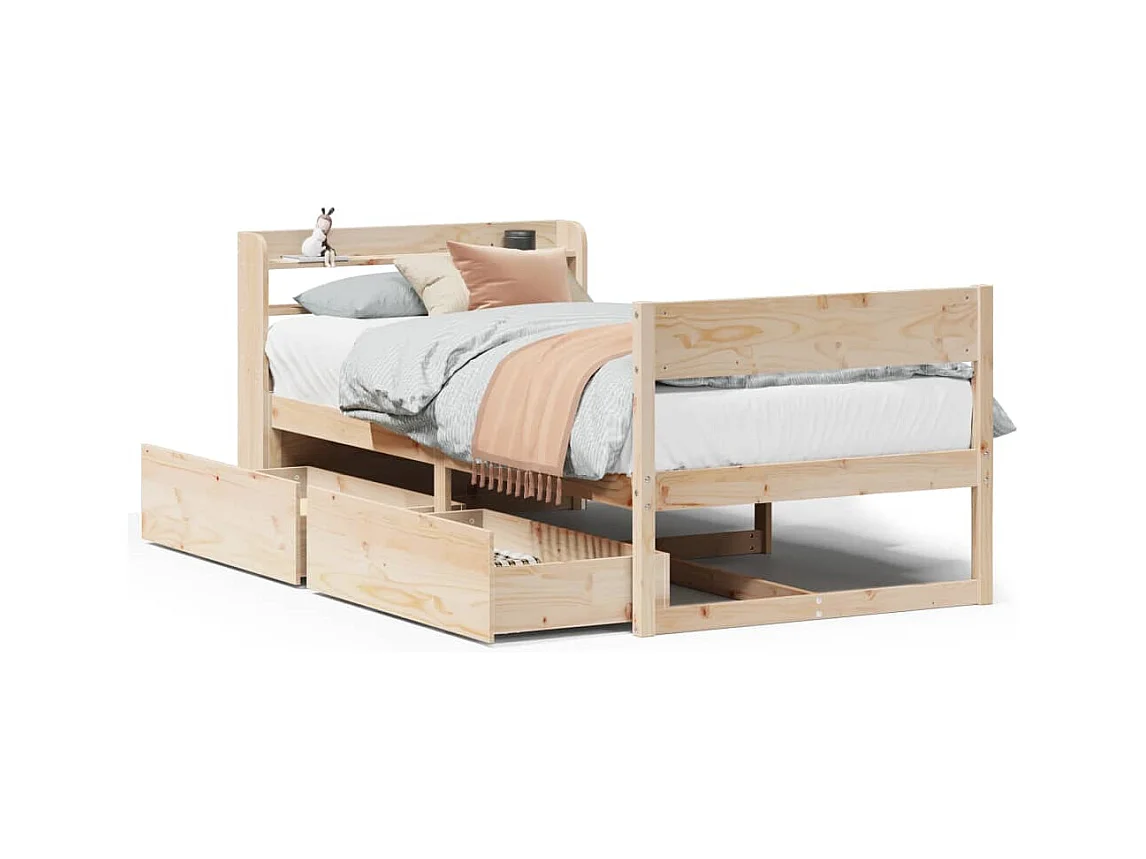 Cadre de lit sans matelas 75x190 cm bois de pin massif