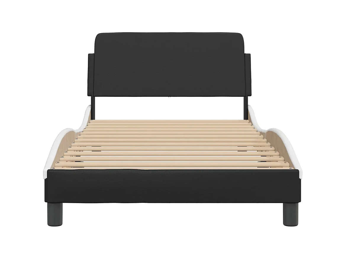 Giroletto con Testiera Nero e Bianco 100x200 cm in Similpelle