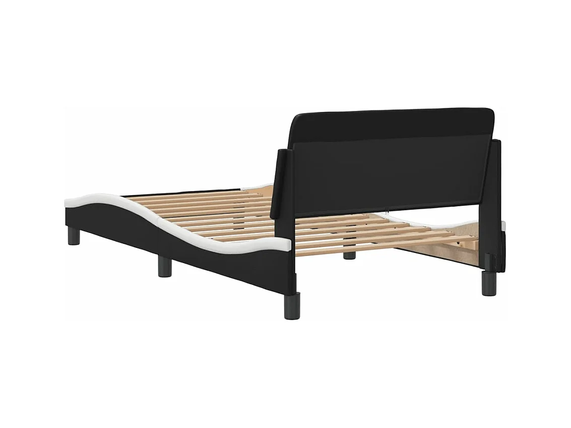 Giroletto con Testiera Nero e Bianco 100x200 cm in Similpelle