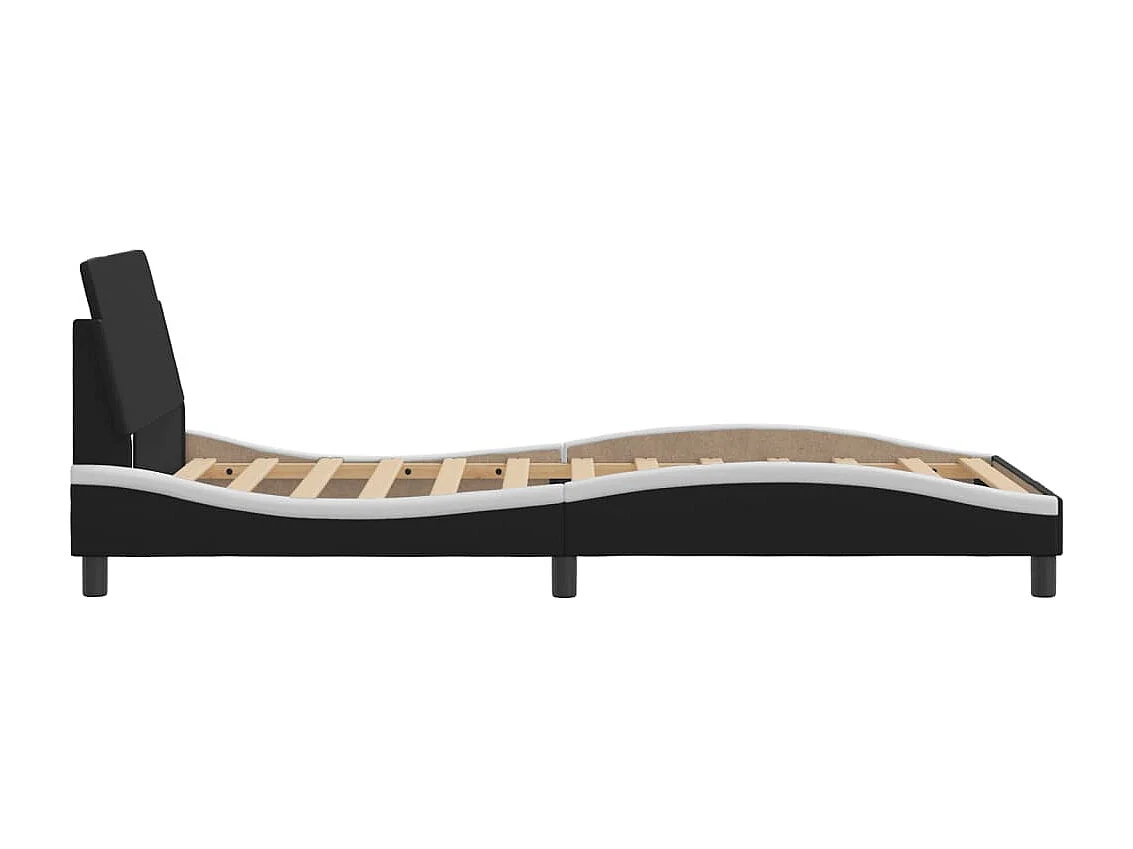 Bettgestell mit Kopfteil Schwarz und Weiß 100x200 cm Kunstleder