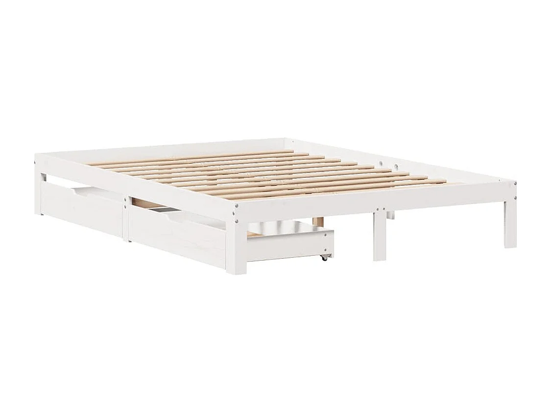 Cadre de lit avec tiroirs sans matelas blanc 120x200 cm