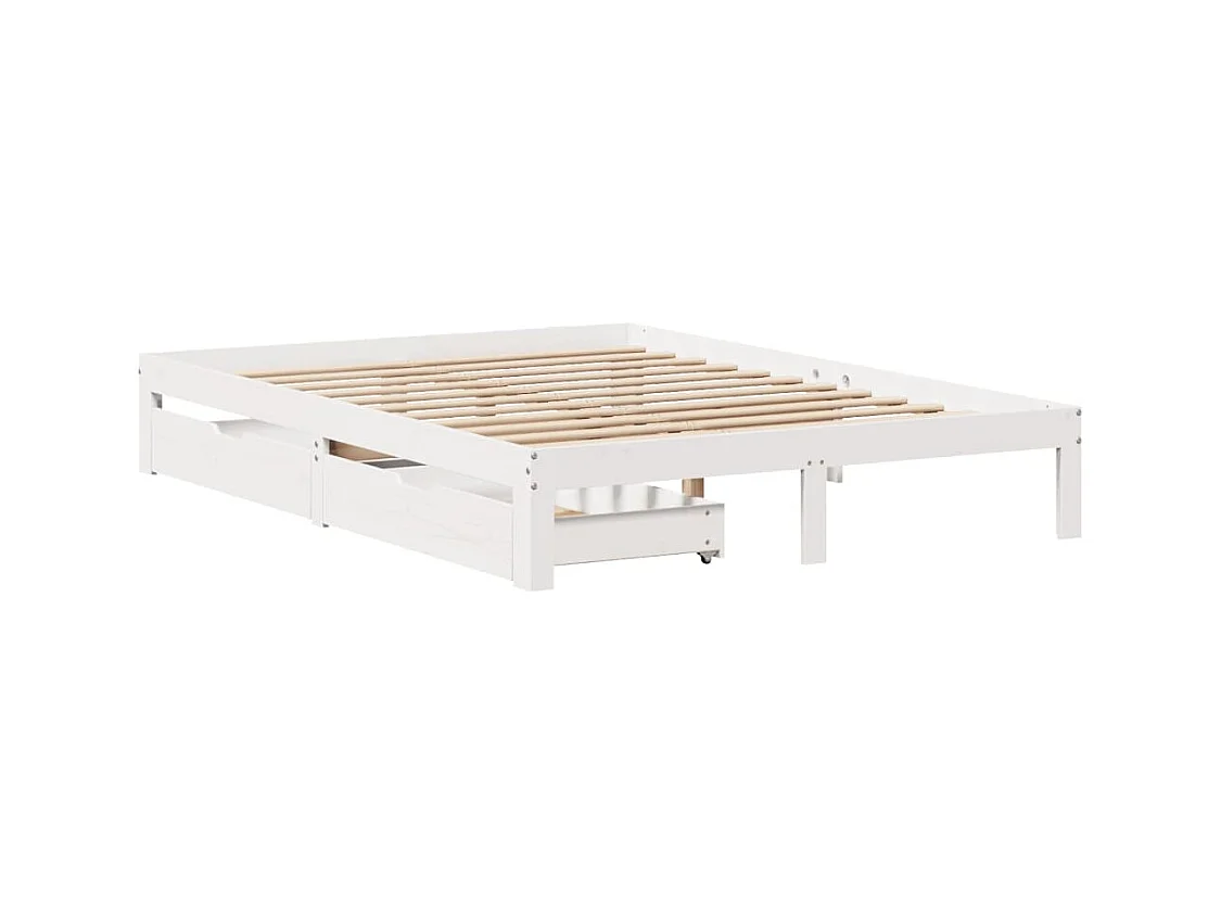 Cadre de lit avec tiroirs sans matelas blanc 120x200 cm