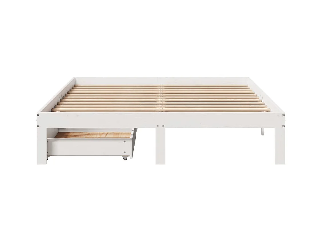 Cadre de lit avec tiroirs sans matelas blanc 120x200 cm