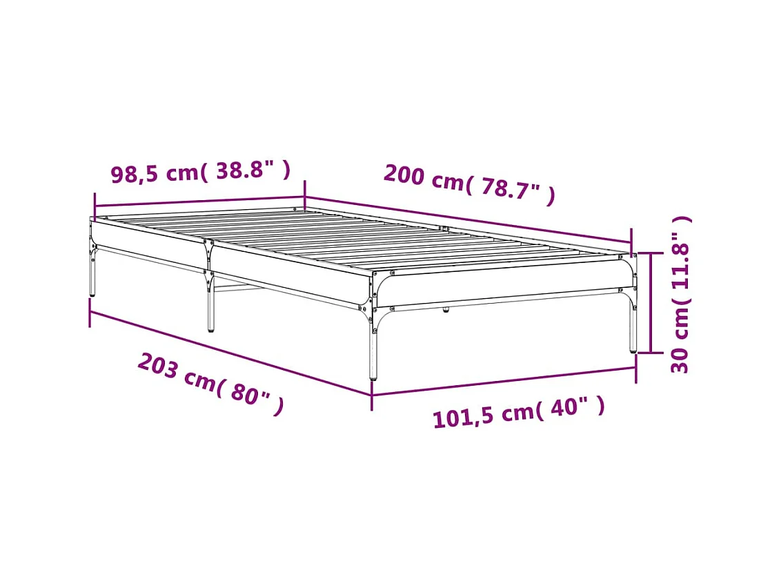 Cadre de lit sans matelas chêne fumé 100x200 cm