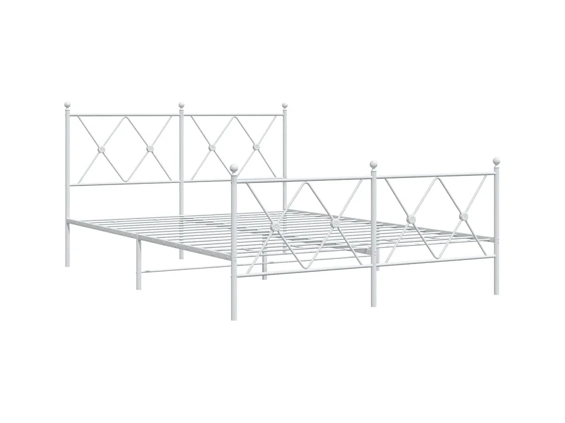 Cadre de lit métal sans matelas et pied de lit blanc 140x190 cm