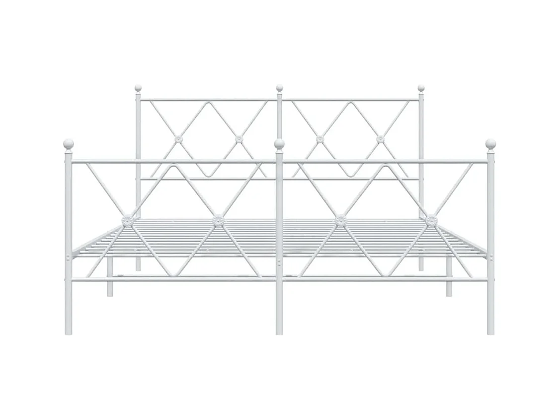 Cadre de lit métal sans matelas et pied de lit blanc 140x190 cm