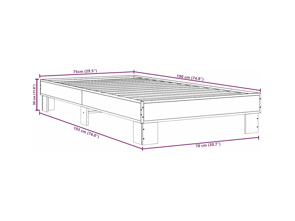 Cadre de lit métal sans matelas et pied de lit blanc 140x190 cm