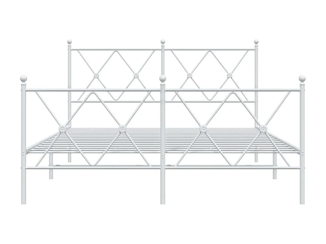 Estrutura de cama com cabeceira e pés 140x190 cm metal branco
