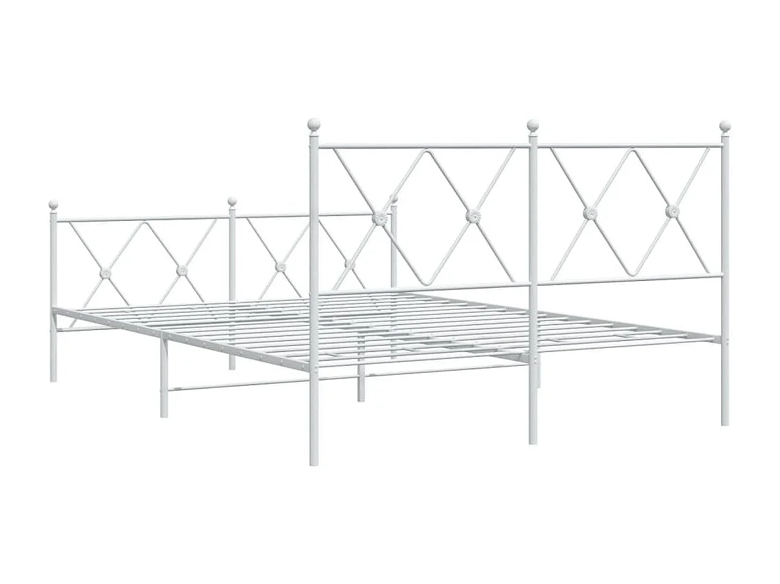 Estrutura de cama com cabeceira e pés 140x190 cm metal branco