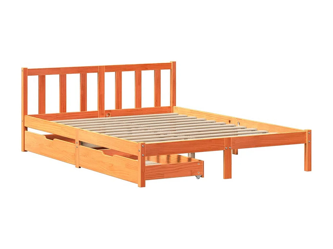 Letto senza Materasso Marrone Cera 140x190 cm in Legno di Pino