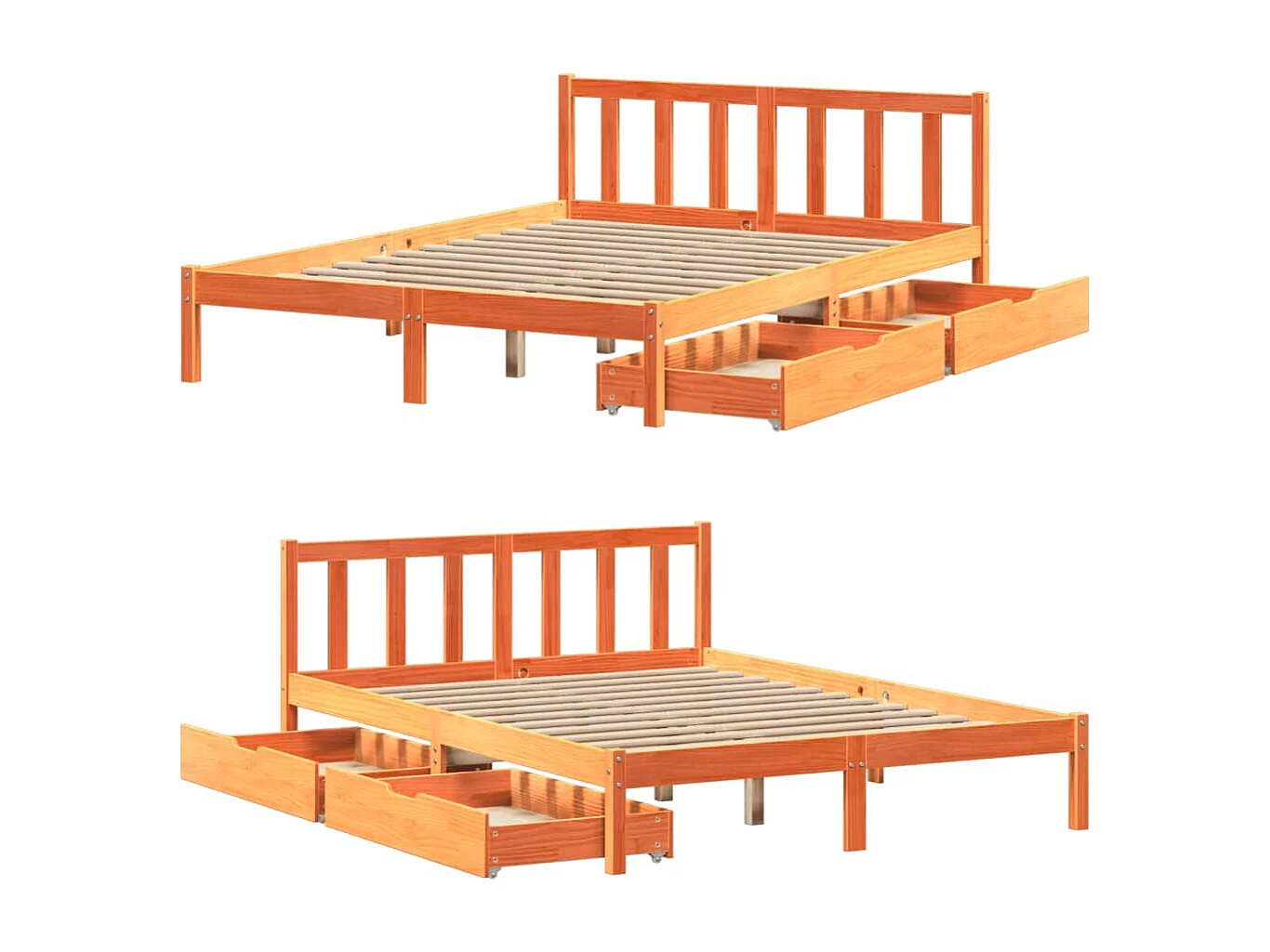 Letto senza Materasso Marrone Cera 140x190 cm in Legno di Pino