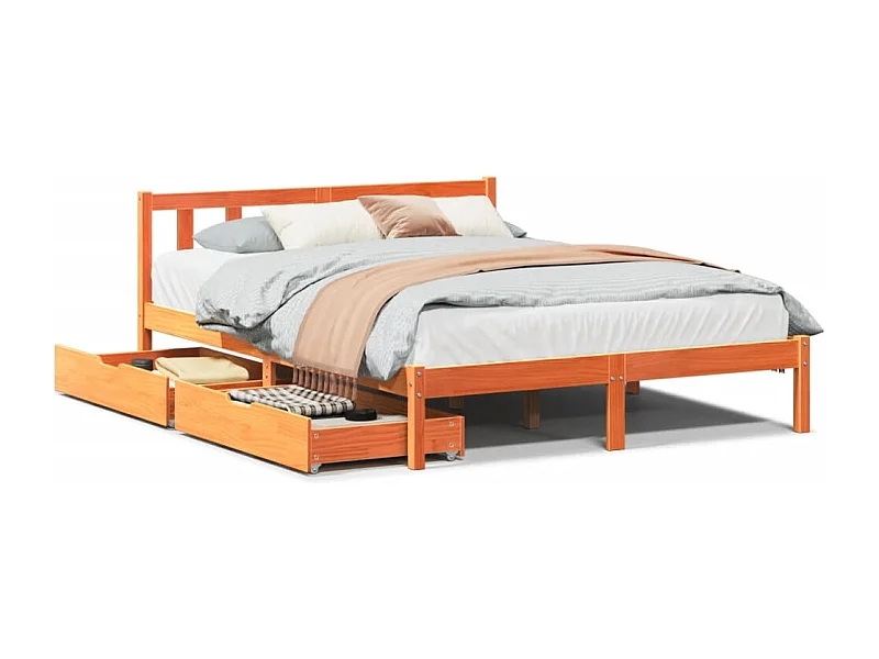 Cama sem colchão 140x190 cm pinho maciço castanho-mel