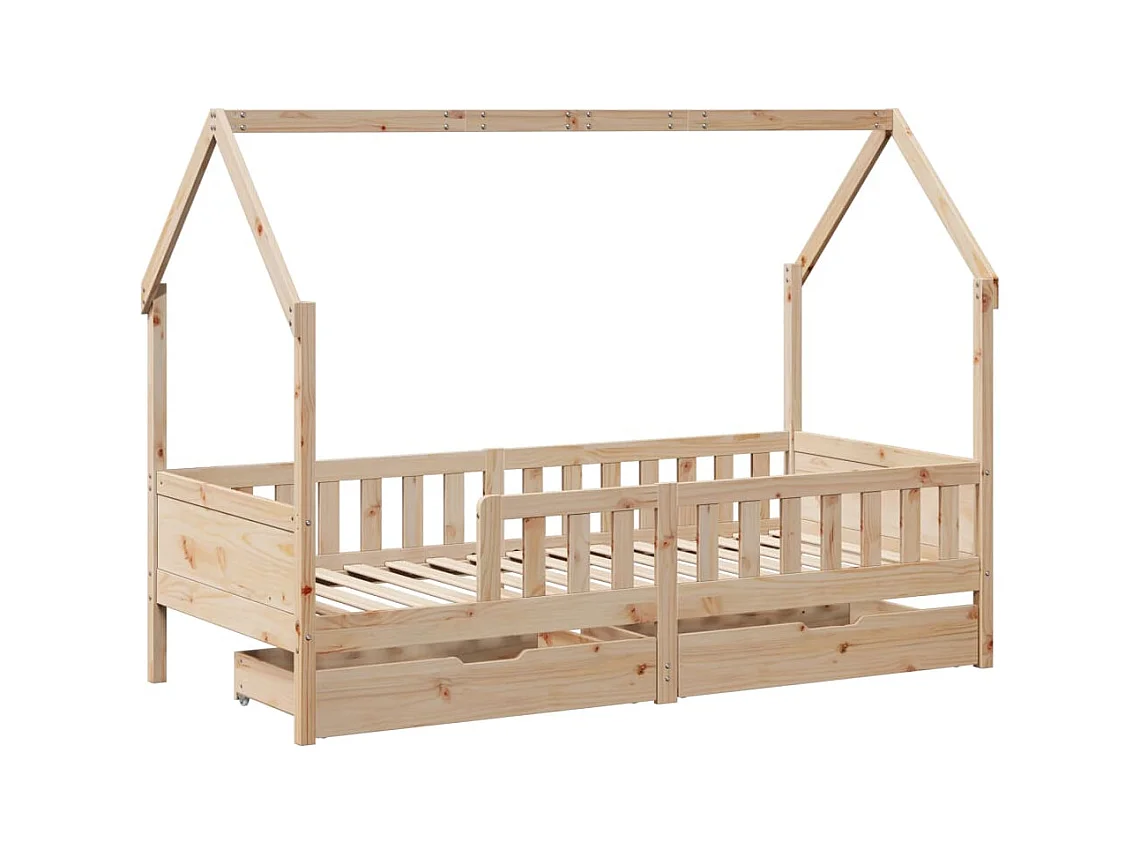 Cadre de lit enfants avec tiroirs sans matelas 80x200 cm bois