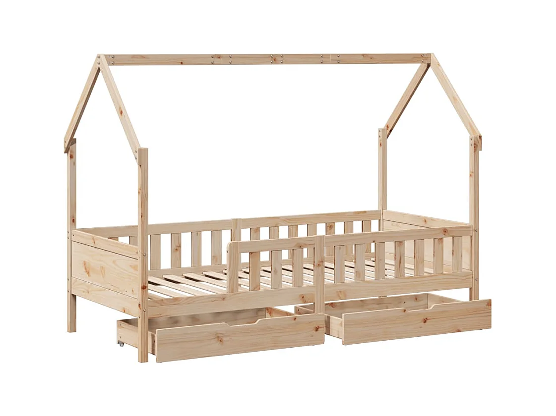 Cadre de lit enfants avec tiroirs sans matelas 80x200 cm bois