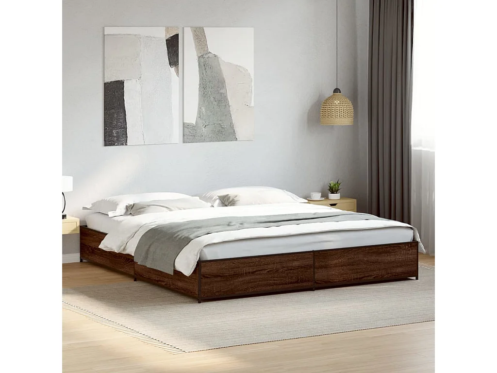 Estrutura de cama 160x200cm derivados madeira/metal