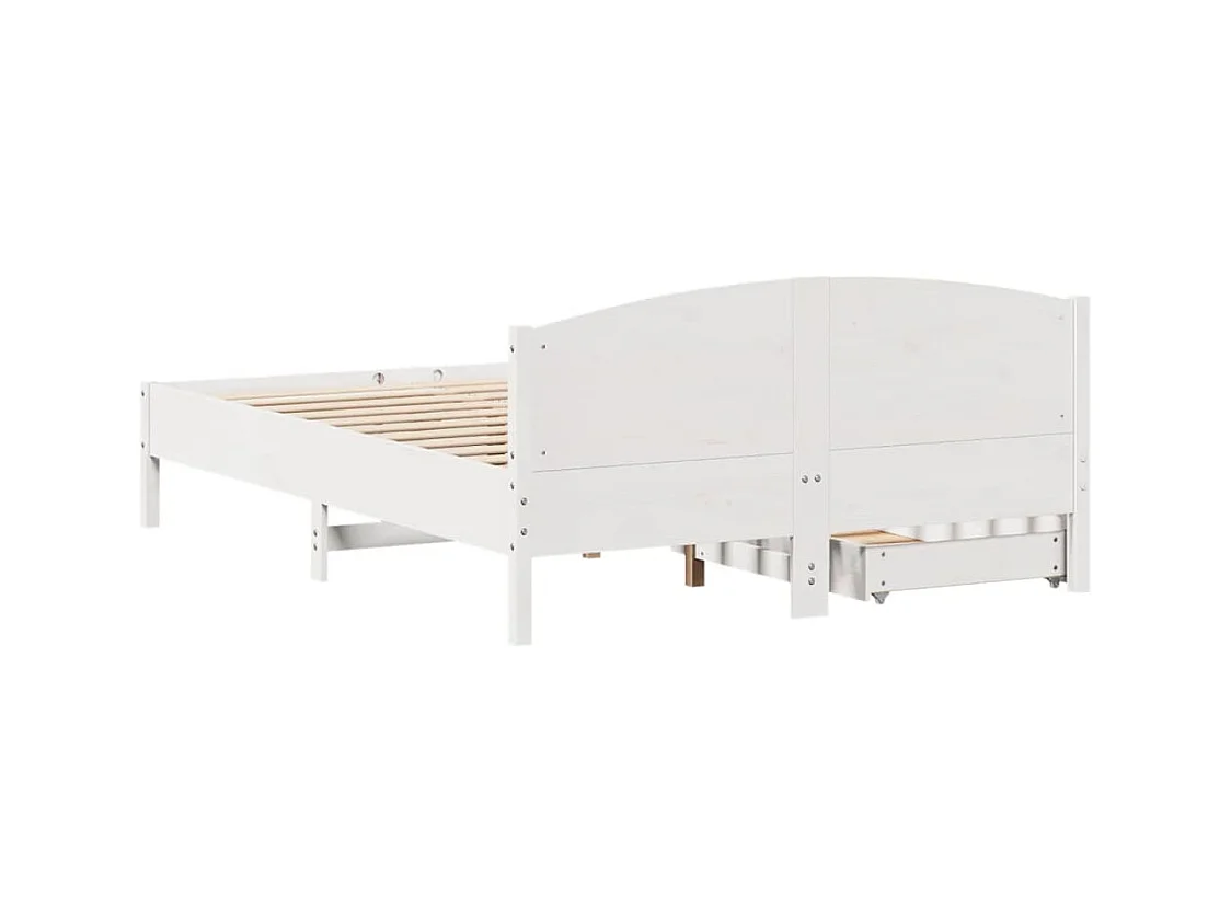 Cama sem colchão 120x190 cm madeira de pinho maciça branco