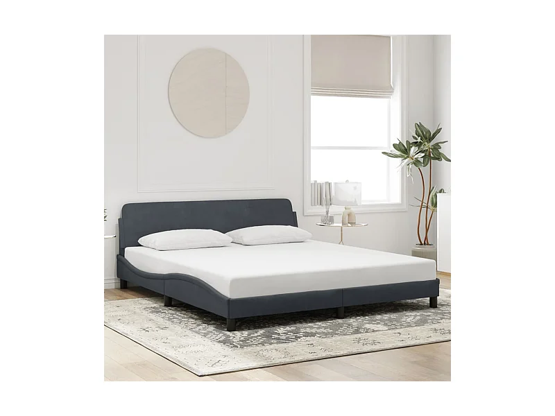 Estrutura de cama sem colchão 180x200 cm veludo cinzento-escuro