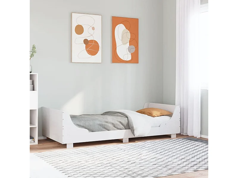 Letto senza Materasso Bianco 90x200 cm Legno Massello di Pino