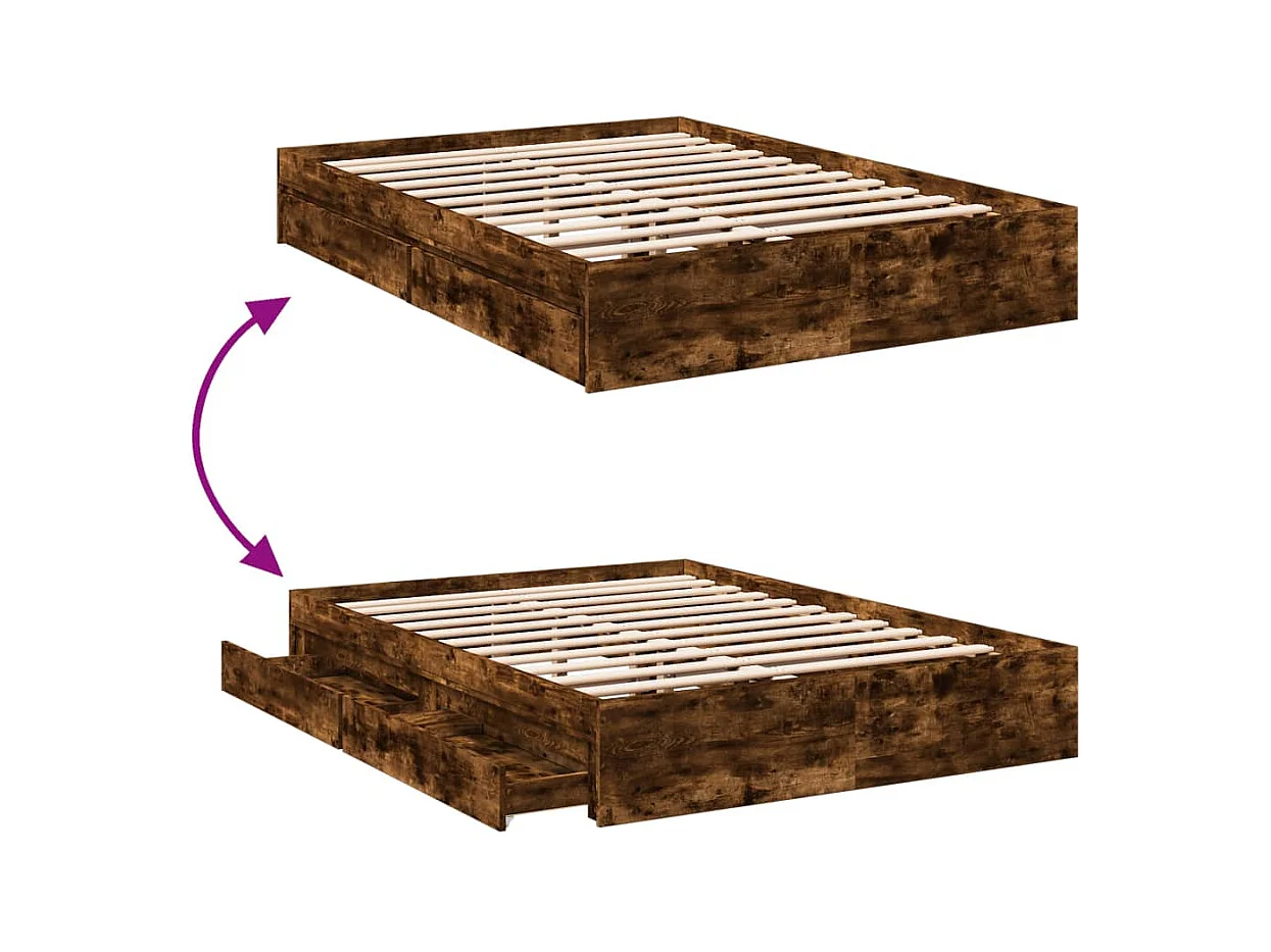 Giroletto con Cassetti Rovere Fumo 120x190 cm Legno Multistrato