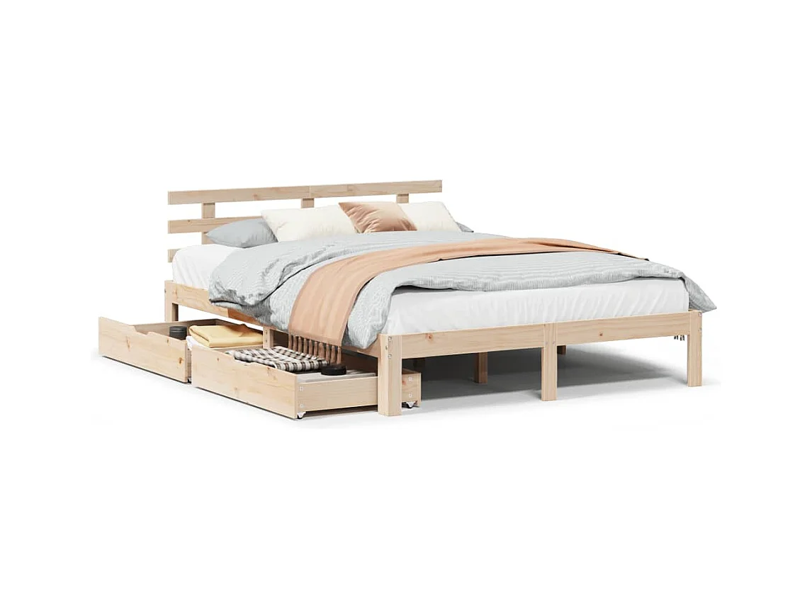 Giroletto con Cassetti 135x190 cm in Legno Massello di Pino