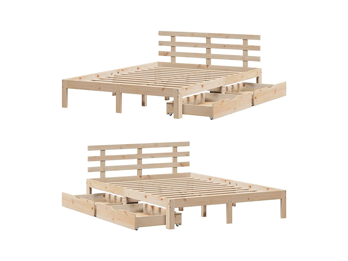 Giroletto con Cassetti 135x190 cm in Legno Massello di Pino