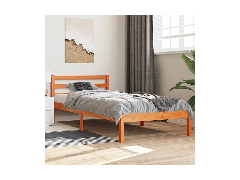 Letto senza Materasso Marrone Cera 90x200 cm Legno di Pino