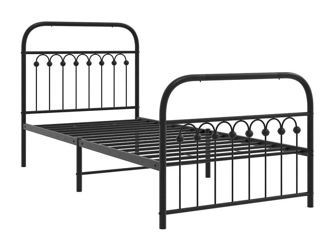 Estrutura de cama com cabeceira e pés 90x190 cm metal preto
