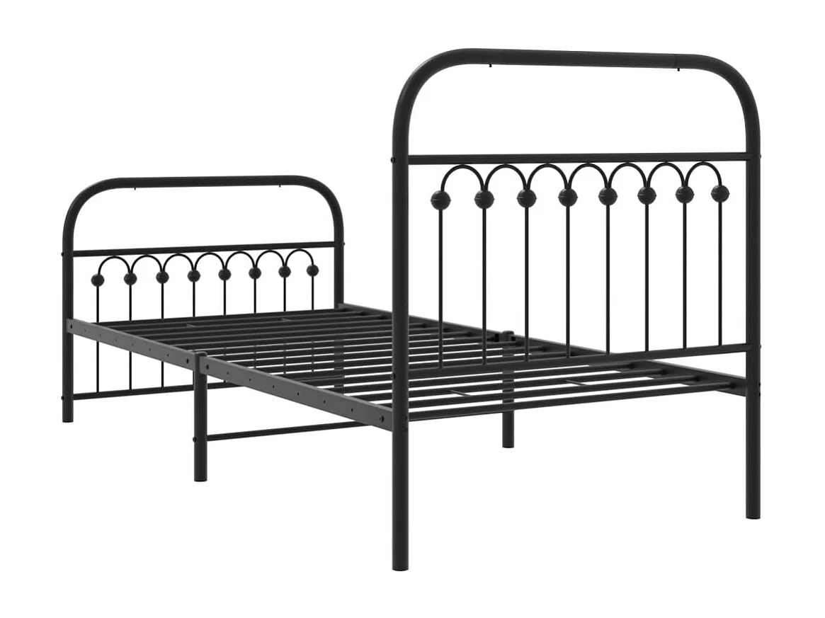 Estrutura de cama com cabeceira e pés 90x190 cm metal preto