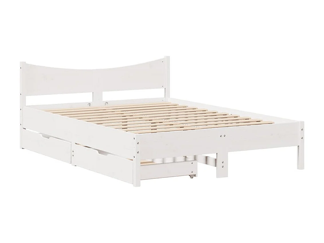 Bedframe met lades massief grenenhout wit 150x200 cm
