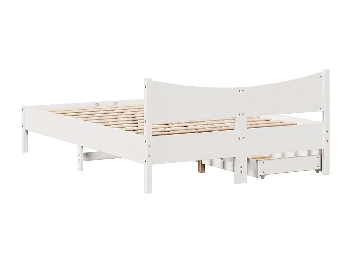 Bedframe met lades massief grenenhout wit 150x200 cm