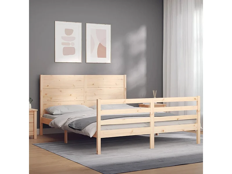 Cadre de lit sans matelas 160x200 cm bois massif
