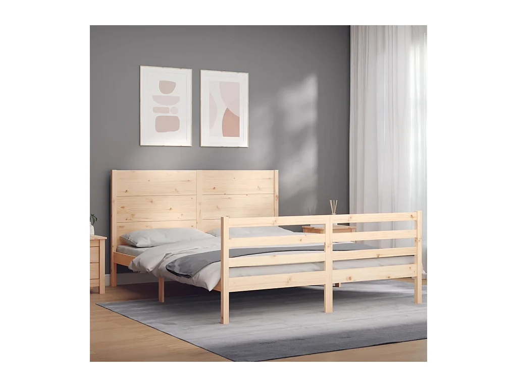 Cadre de lit sans matelas 160x200 cm bois massif