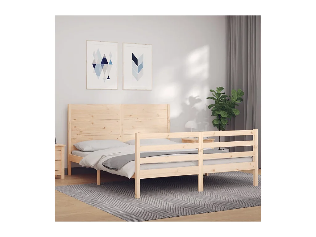 Cadre de lit sans matelas 160x200 cm bois massif
