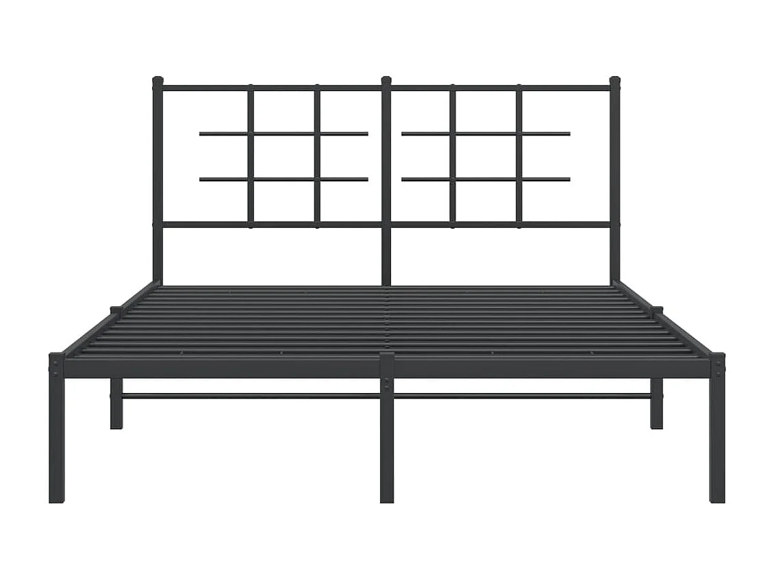 Cadre de lit métal sans matelas avec tête de lit noir 140x190cm