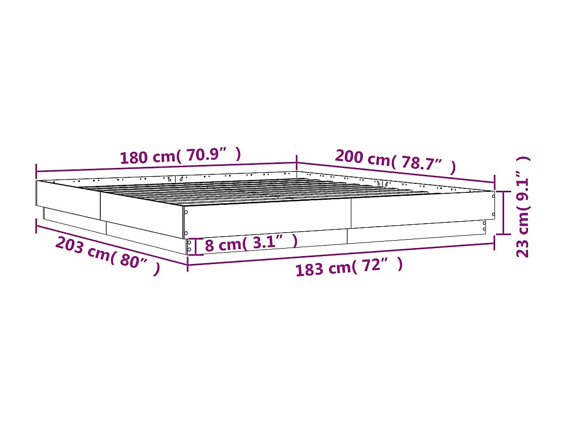 Cadre de lit sans matelas sonoma gris 180x200 cm