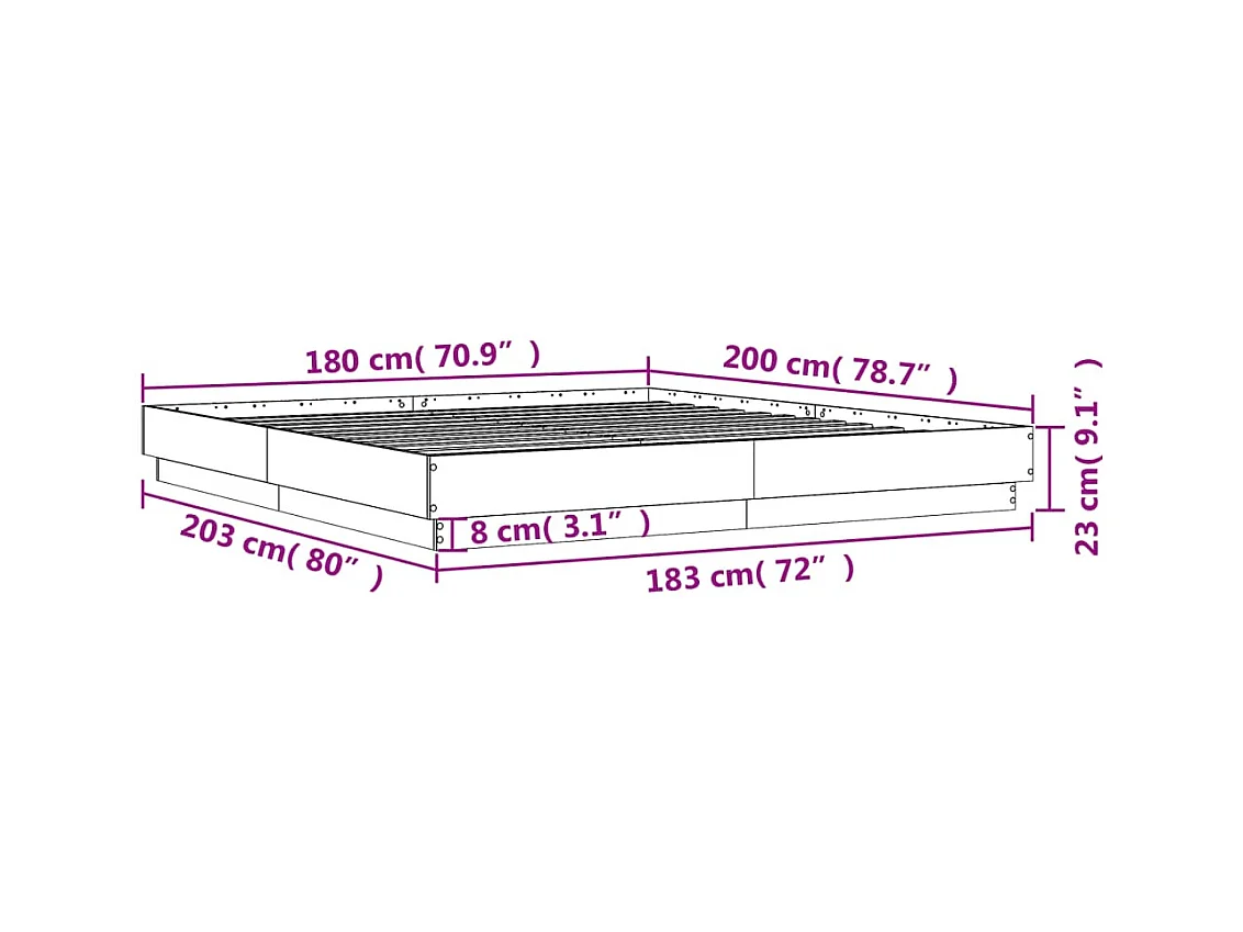 Bettgestell Grau Sonoma 180x200 cm Holzwerkstoff